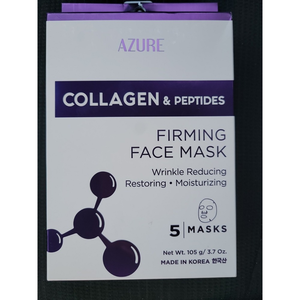 AZURE Collagen & Peptides Firming Sheet Face Mask - Restoring, Moisturizing 5 Pk